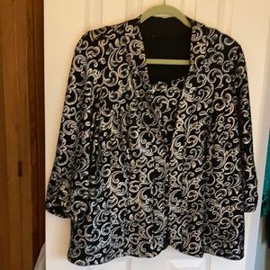 Alex evening jacket set in 1X in silver and black